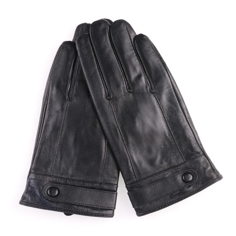 New Spring and Autumn Men's Warm Leather Gloves for Outdoor Riding and Driving Plus Velvet Touch Screen Gloves Sheepskin Gloves Winter