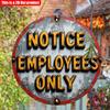 2D Flat 20*20cm1pc Notice Employees Only Warning Round Company Sign, Orange&gray Vintage Wall Art Pendant, Weathered Surface Design Warning Plate