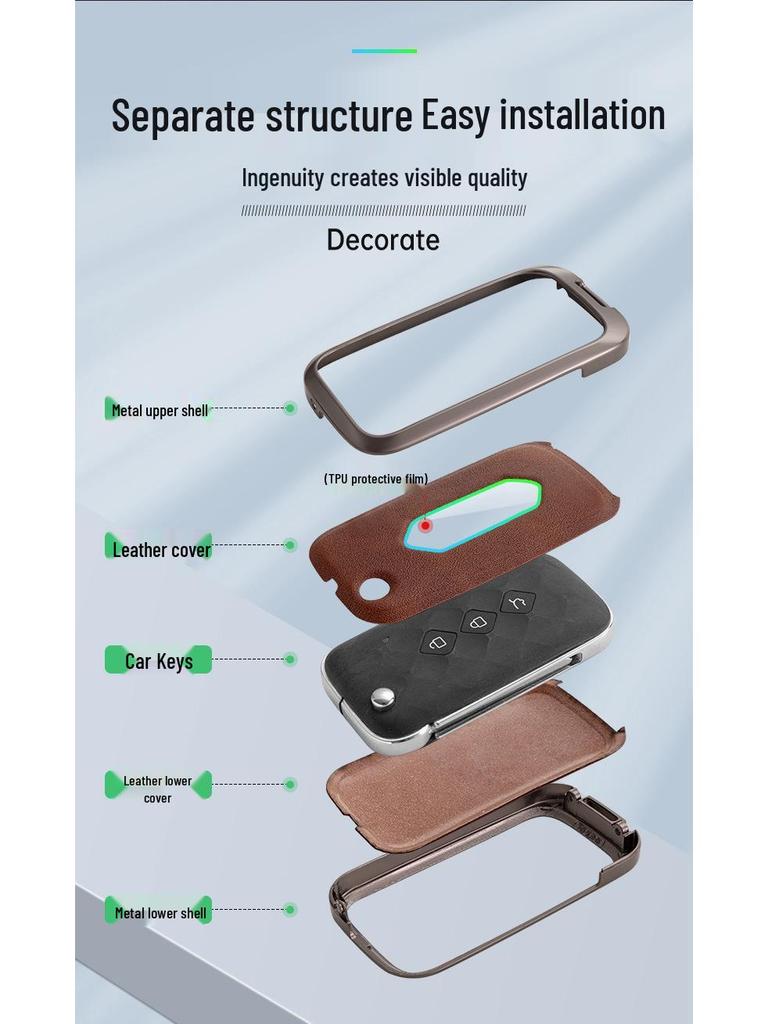Wuling Xingchen 2022 Key Cover for 21 Jiachen Xingyao Edition - Metal Folding Car Key Shell with Buckle