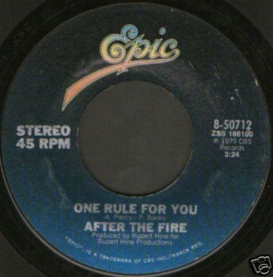 7-дюймовая пластинка AFTER THE FIRE One Rule For You 850712 Epic 1979 США Рок Б/у