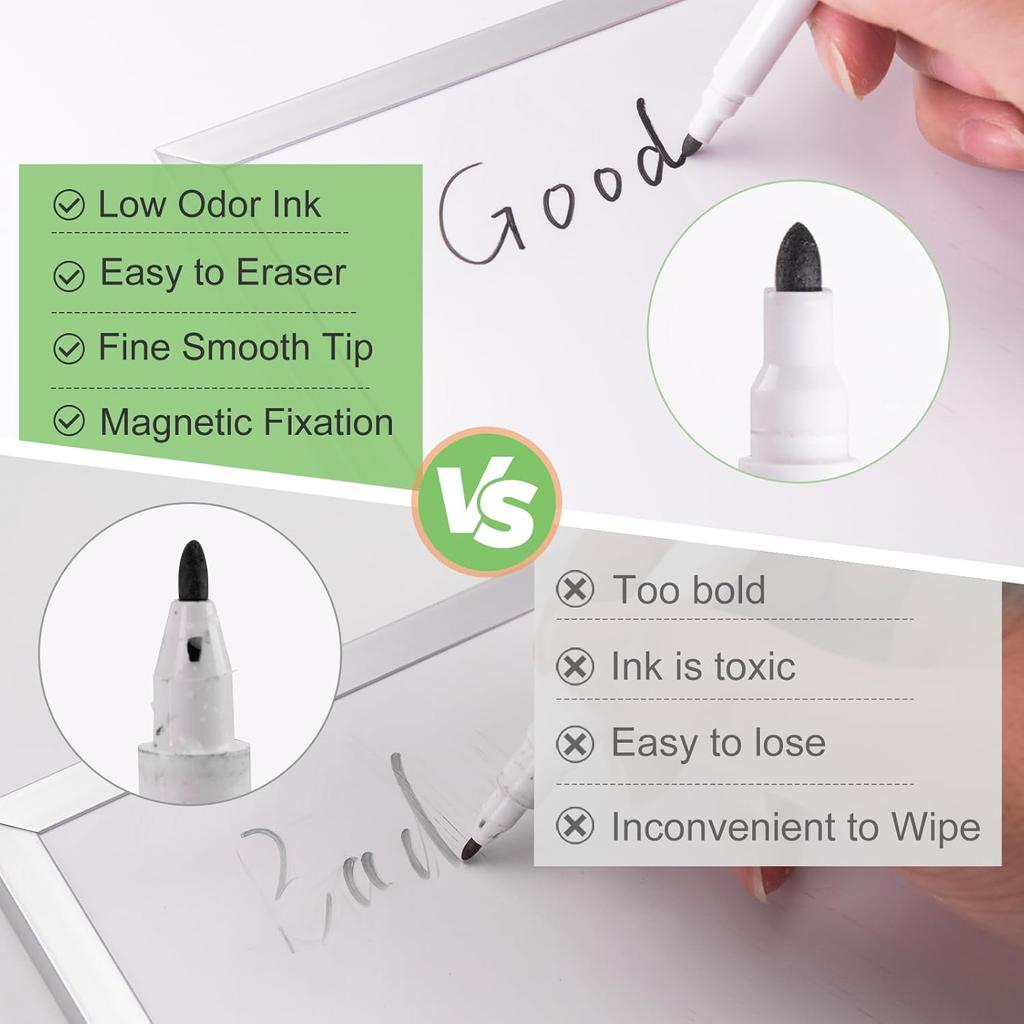 50-200 Pcs Black Magnetic Dry Erase Markers with Eraser Cap, White Board Mini Dry erase Markers Bulk, for Office School Supplies