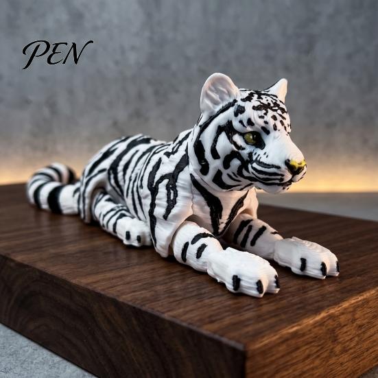Артикулированная фигурка тигра, 3D-печатная фигурка, реалистичная модель с подвижными суставами, игрушка для снятия стресса, фигурка лесного животного для дома, офиса, книжной полки