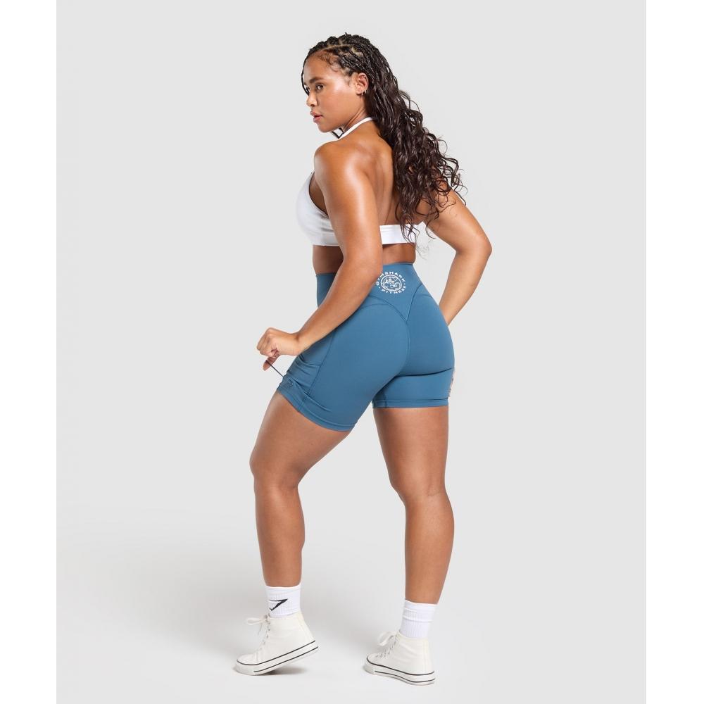Gymshark Legacy Logo Tight Shorts Success Blue B7a4g Udbq