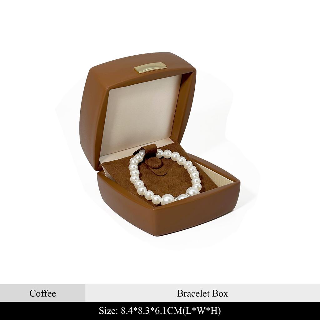 Luxury Vintage Leather Jewelry Box with Gold Logo | Ring Pendant Bracelet Bangle Storage Organizer Gift Set