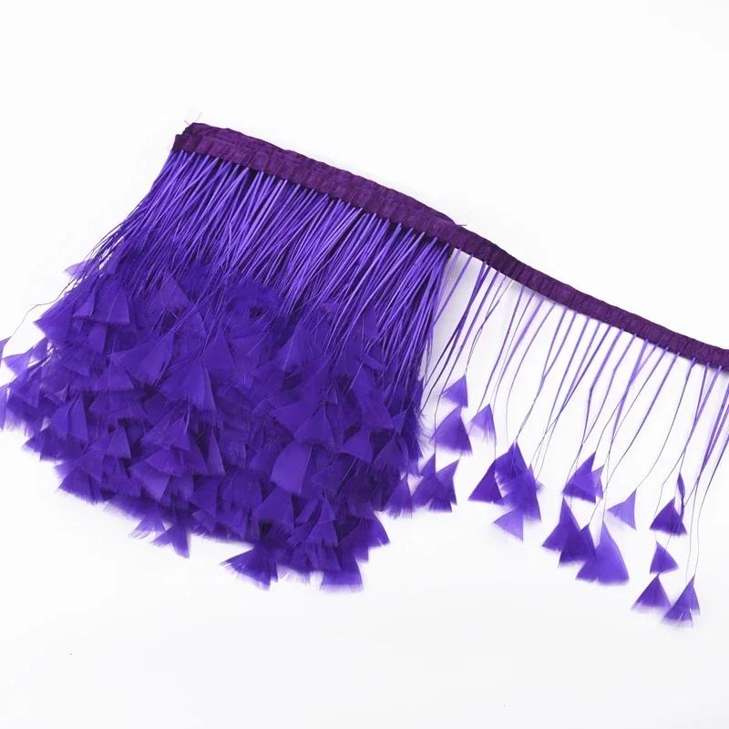 2Meters Colored Turkey Feathers On Tape Tassel Fringe Trim Decoration White Black Ribbon Sewing Dress Flecos Handicrafts Decor