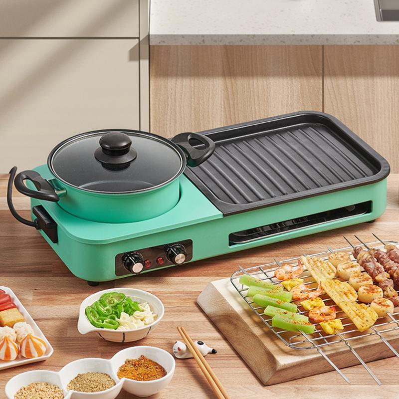 Многофункциональные электрические грили, бездымный 3 в 1 корейский стиль BBQ Hot Pot мультиварка машина, антипригарный электрический противень