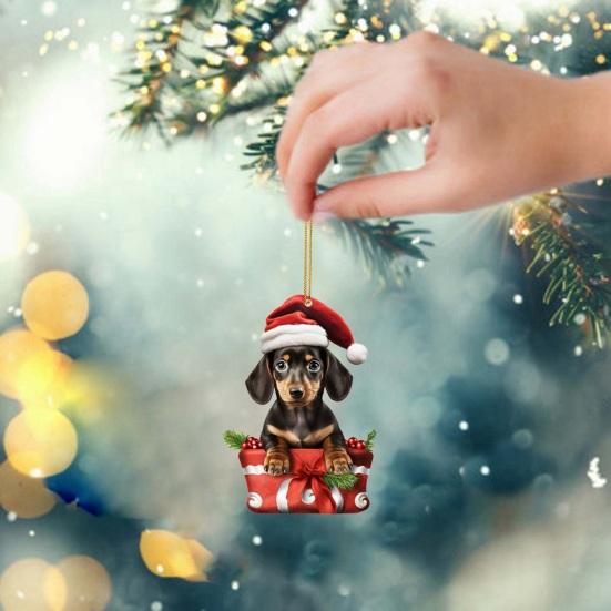 Рождественское подвесное украшение для собаки, акриловое многоразовое праздничное украшение, рождественская елка, милый щенок, украшение в виде животного, кулон, вечерние, фестиваль, подарок