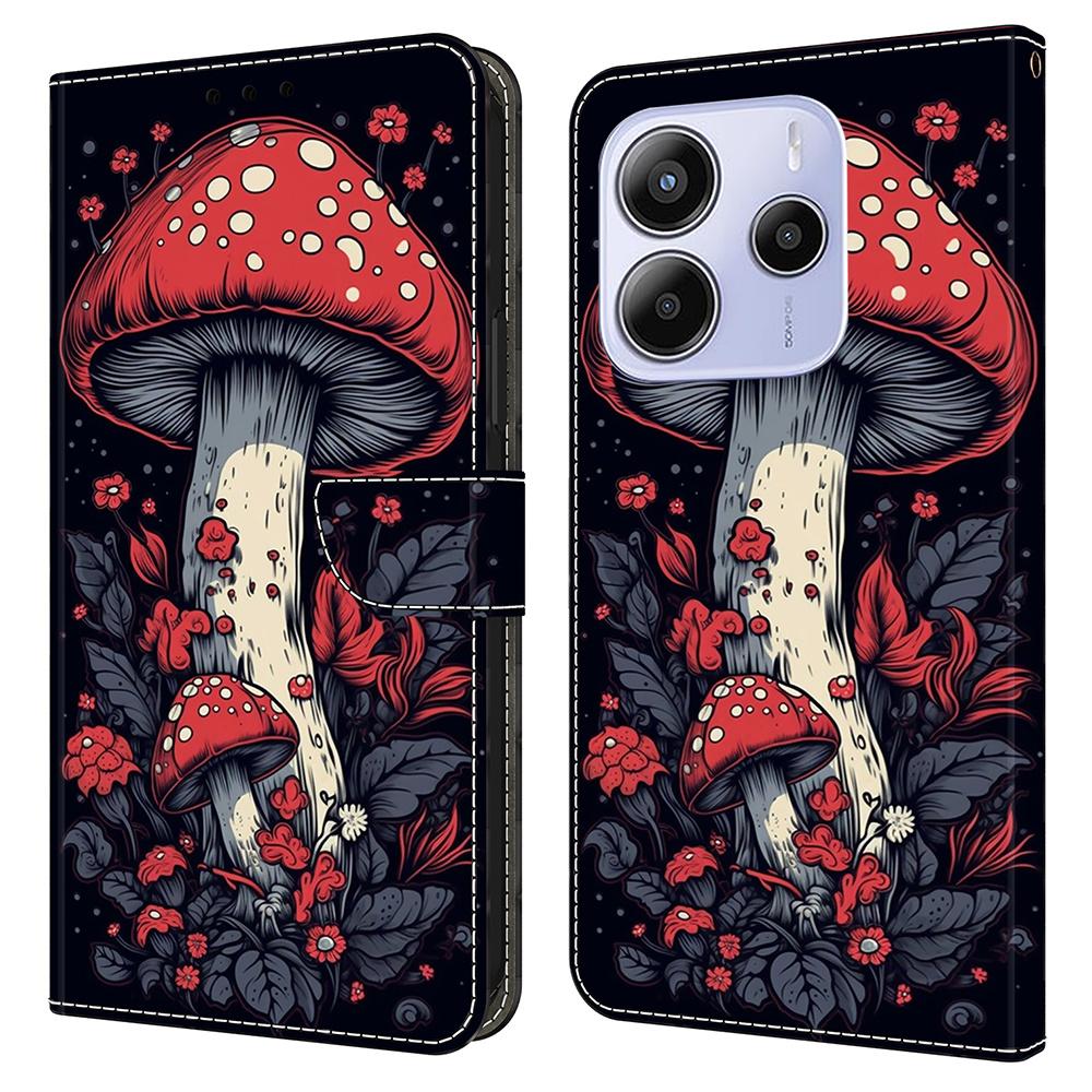 Для Xiaomi Redmi Note 14 5G Кожаный чехол С печатью рисунка Кошелек Подставка Флип-чехол для телефона