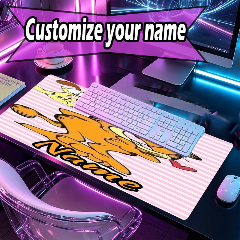 Custom Name Personalized Garfield Pattern Mousepad, Laptop PC Desk Mat, Decorative Desk Mat for Home Keyboard Pad Gift