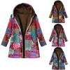 Ladies Long Sleeve Hooded Thick Composite Plush Vintage Flower Print Plus Size Hooded Jacket