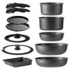 CAROTE Frying Pan 12 Fire PFOS Pot Removable Marble Smooth Easy To Oven One Year Black EW Series Set, Pieces, IH/Gas Compatible, PFOA, Free, Set,