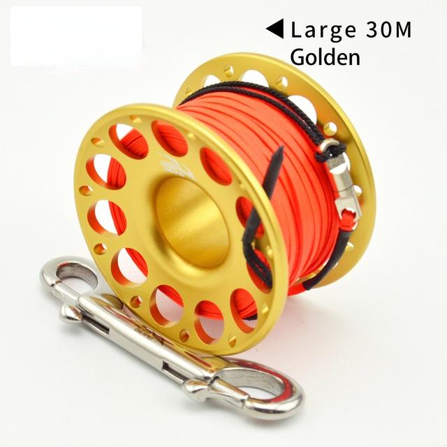 15M/30M Катушка для дайвинга из алюминиевого сплава Finger Reel с двойным крючком из нержавеющей стали Оборудование для пещерного дайвинга