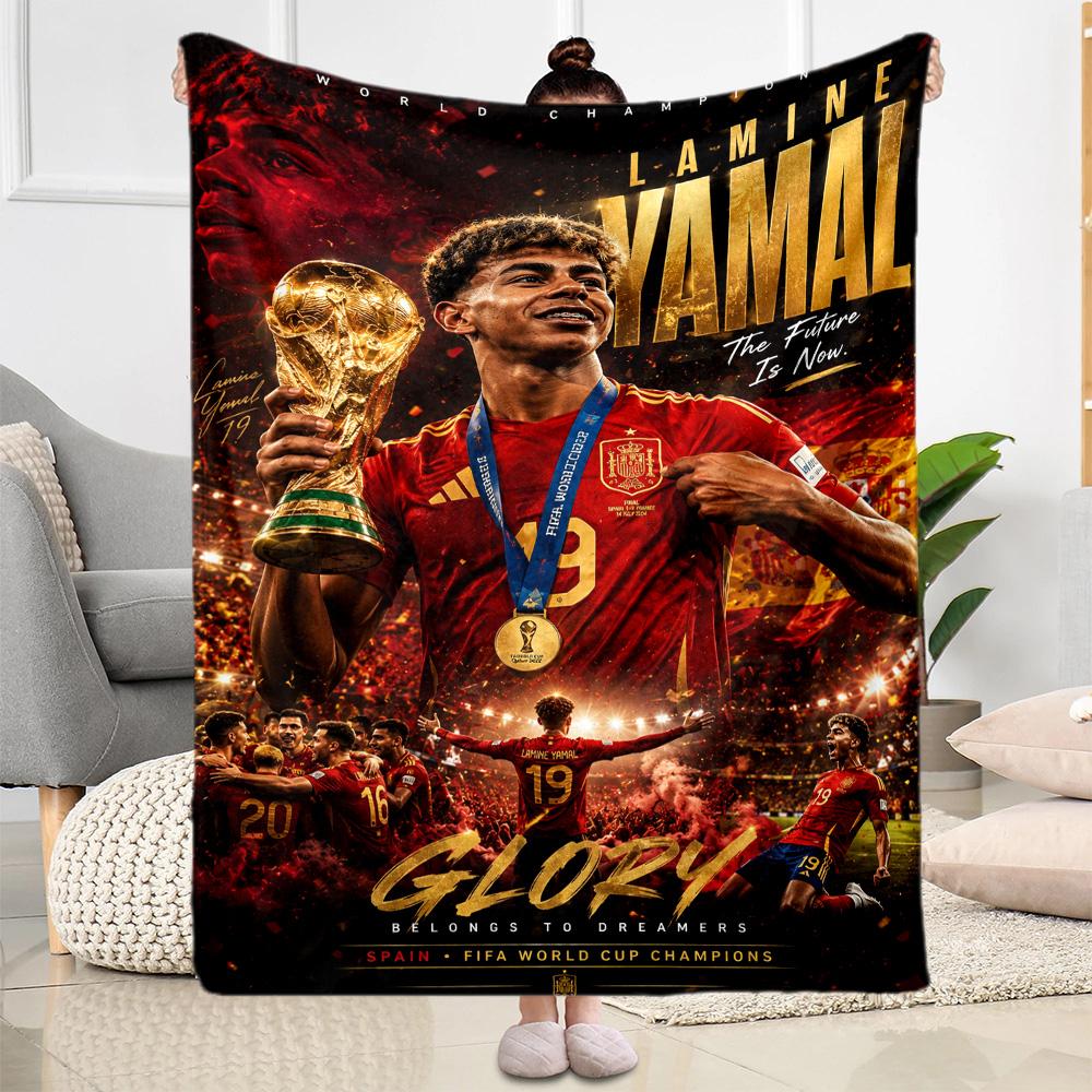 Lamine Yamal's Catalan Comet Soccer Legend Blanket Durable Comfort Great for Bed Couch Sofa Four Seasons Universal Modern Gift for Travel Home Birthda