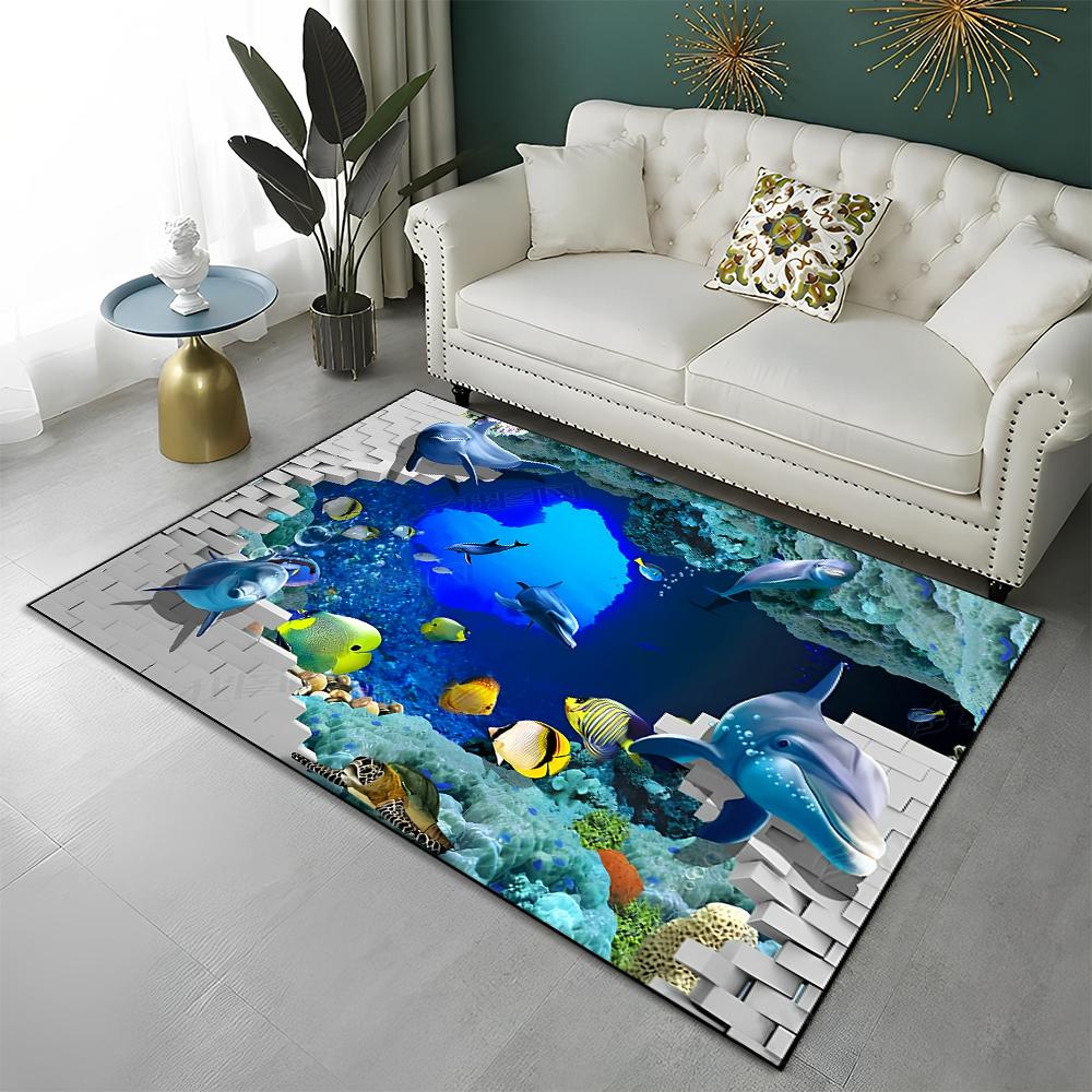 3D ковер-иллюзия морского дна, подводный мир, для дома, гостиной, спальни, дивана, коврик-дверной коврик, декор, детский коврик, нескользящий напольный коврик