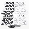 1pcs Metal 206 207 301 307 308 408 508 Car Logo Letter Sticker Rear Tail Door Trunk Sticker Car Rear Sticker Styling Accessories
