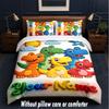 Dinosaur Theme Custom Text Or Name 3Pcs Bedding Set,1 Flat Sheet & 2 Pillowcases Personalized Home Bedding