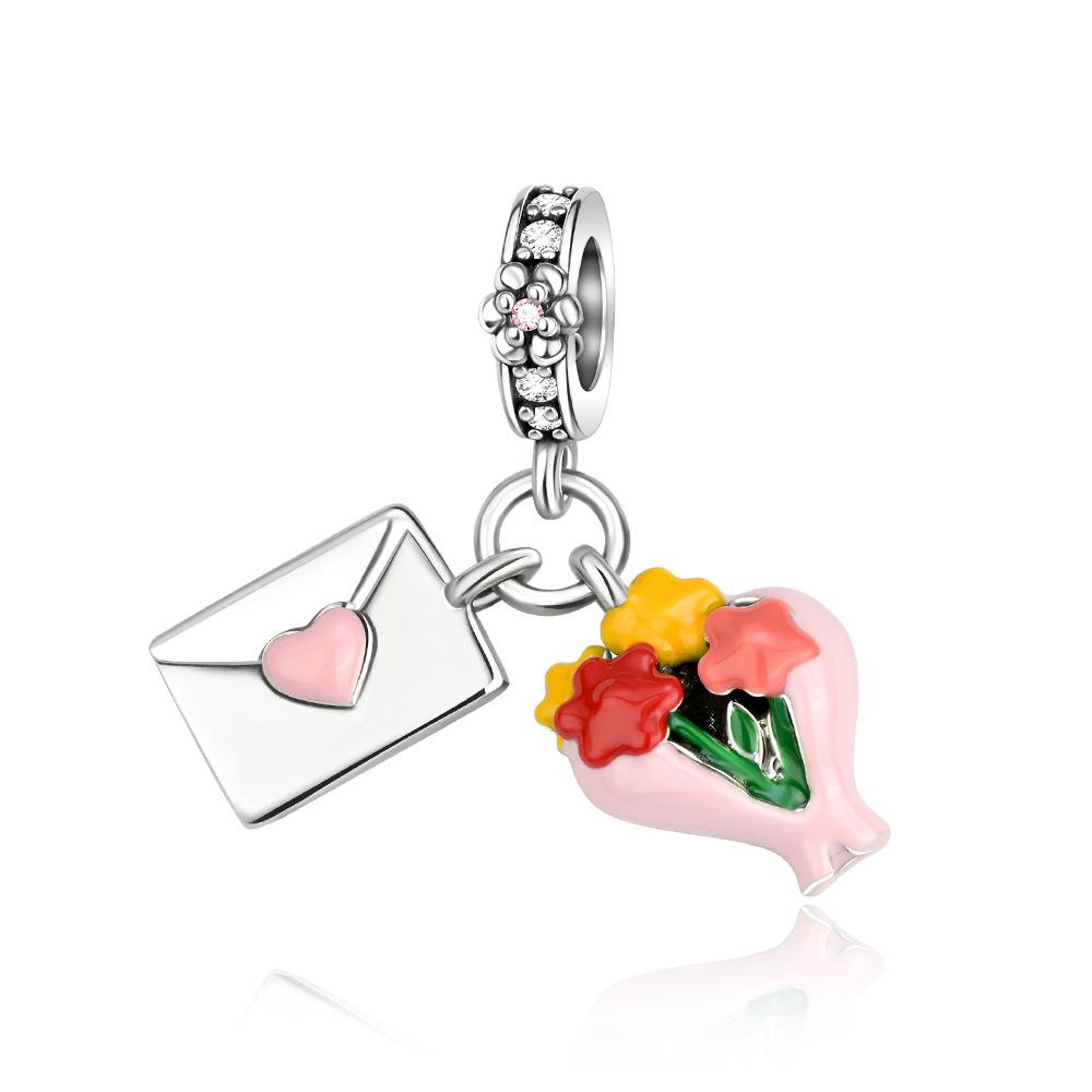 Copper Charms Campus Graduation Mortarboard Flower Beads Fit Original Bracelet Bangle Diy Pendant Fine Jewelry Gift