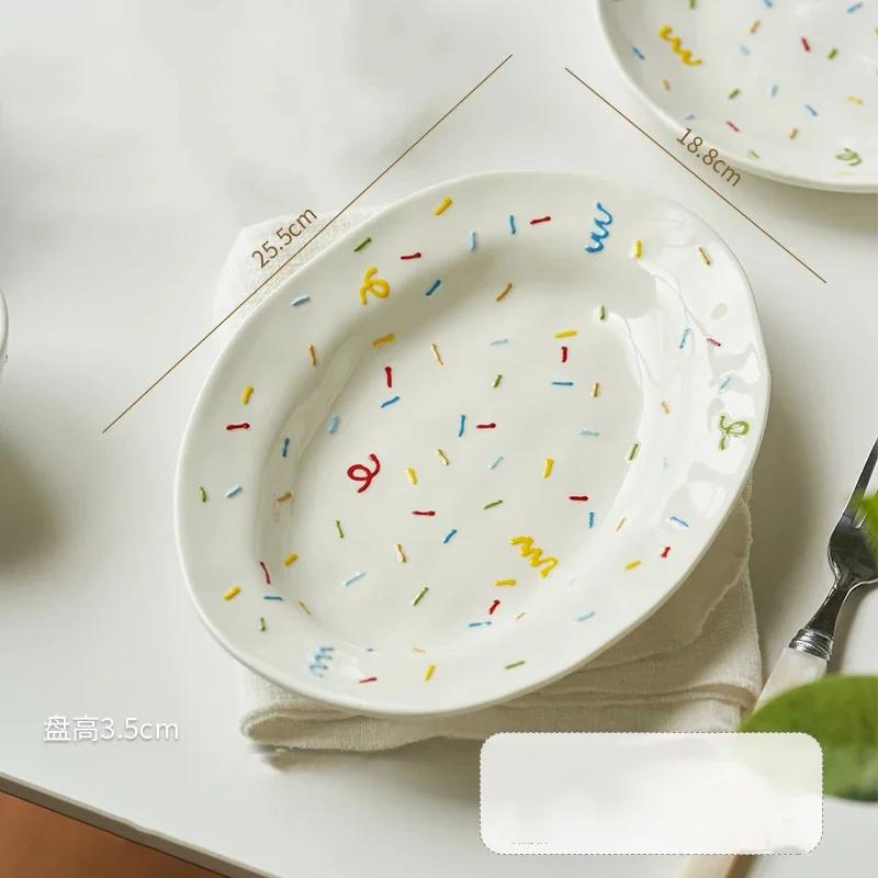 Милые круглые рельефные керамические тарелки для суши высокого класса, вкусные миски для рамена, бытовая креативная тарелка для рыбы, изысканная столовая посуда