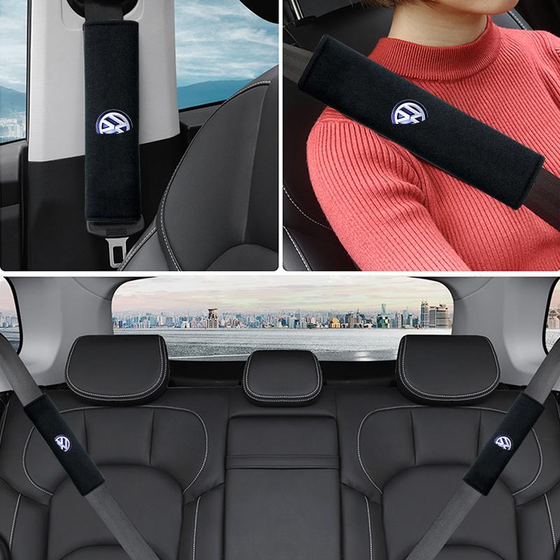 SPAHJ1 Car Seat Belt Covers Safety Belt Shoulder Protection Auto Soft Seat Belt Covers For Volkswagen Golf-7 4 5 CC T-ROC Sharan Passat