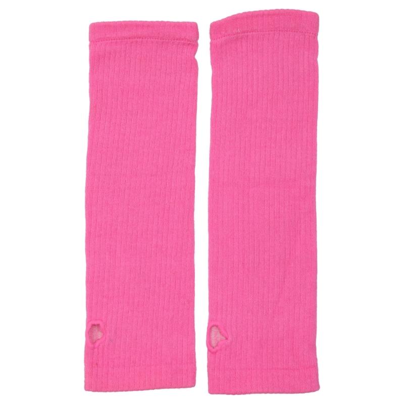 Длинные перчатки без пальцев для женщин, зимние теплые эластичные гетры для рук, вязаные митенки с отверстием для большого пальца для письма, набора текста