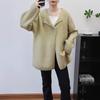 Осень и зима новый дизайн с капюшоном чувство средней длины свитер куртка однотонный свободный высокий смысл вязаный кардиган женский