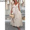 Women's Fashion Summer Spring Solid Color Print Sleeveless V-Neck Loose Waistline Casual Dresses