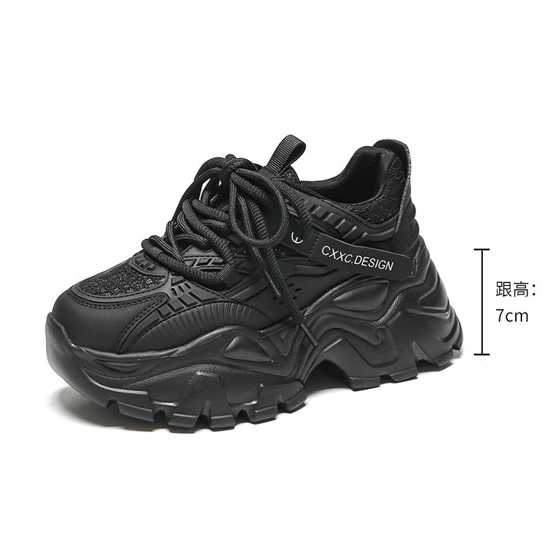 2025 новые весенние туфли на платформе в стиле папа, женские, увеличивающие рост на 7 см, универсальные, удобные, дышащие и легкие повседневные спортивные туфли