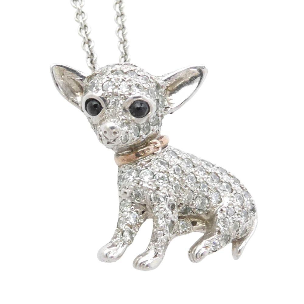 Б/у Justin Davis SNJ1006 x KIYOHARU Kiyoharu MARY NECKLACE Мотив чихуахуа Ожерелье с цирконами Marie серебро [б/у]