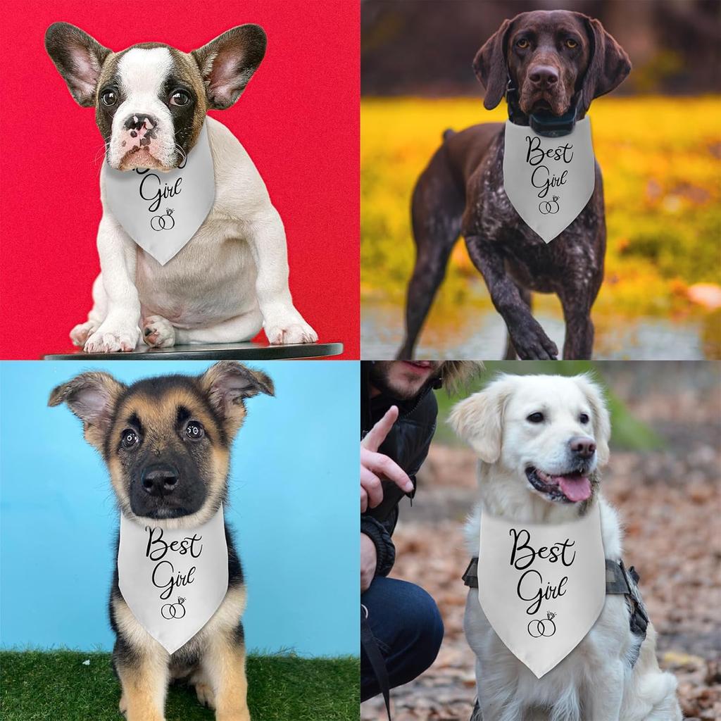 Best Girl Dog Wedding Bandana - Bridal Shower Gift & Engagement Photo Prop for Dog Lovers - Small & Medium Sizes