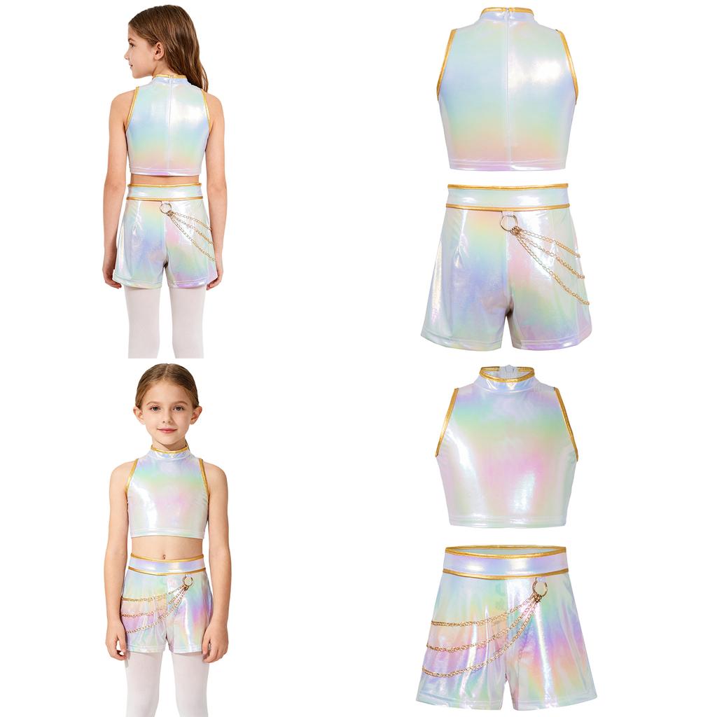 Костюм Демона Наряд Концертной Певицы Комплект Шорт для Хип-Хоп Танцев для Девочек Детей Одежда для Хэллоуинской Вечеринки