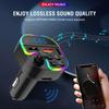 Car Bluetooth 5.0 FM Transmitter Handsfree Car Kit With PD 30W Type-C Dual USB 3.4A Fast Charger Ambient Light Cigarette lighter