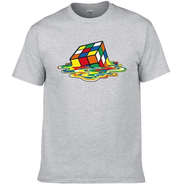 Summer Cotton T-Shirt Rubik's Print T Fun Fashionable T-Shirt Tops Unisex Men's Short Sleeve Cool European Size T-Shirt