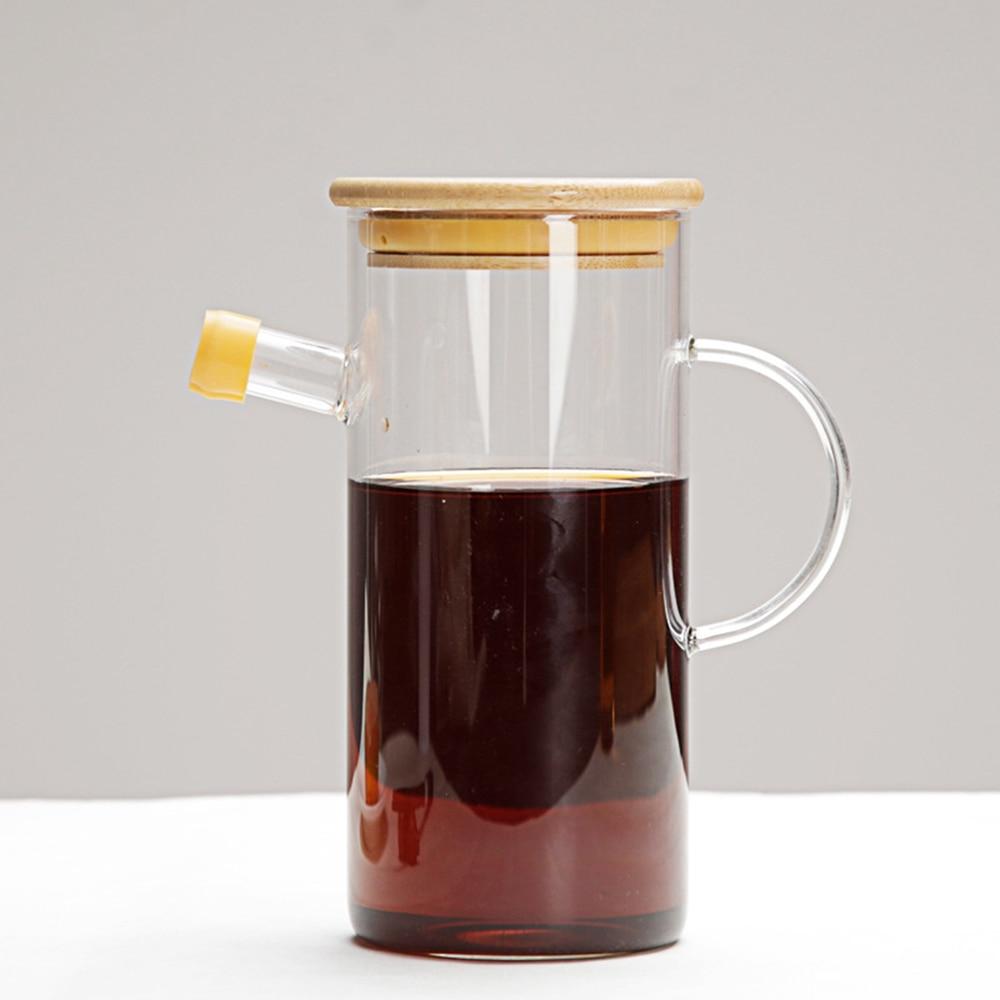 Стеклянная масленка с ручкой?Диспенсер для бутылки с приправой и крышкой