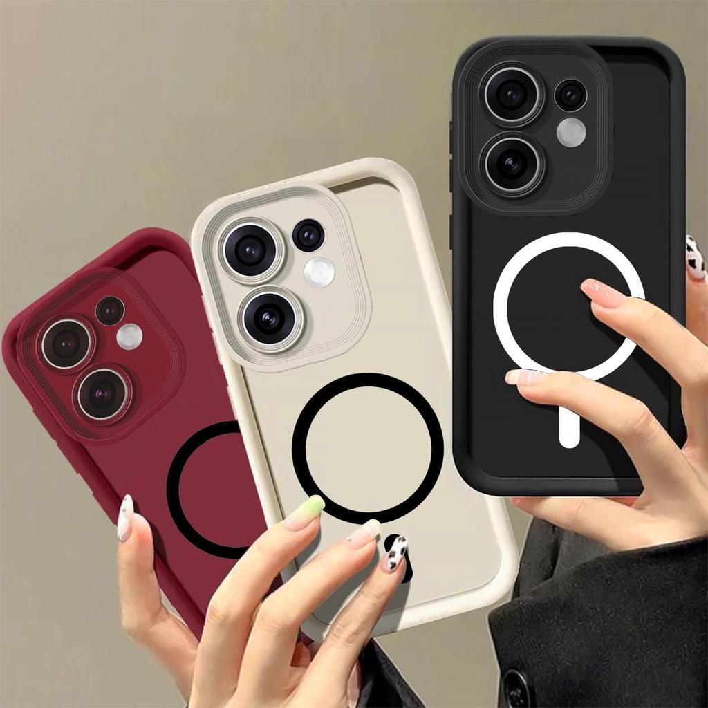 Мягкий чехол из ТПУ в цвете Моранди для OPPO Reno16 5G С железным кольцом Для магнитных аксессуаров Ударопрочный чехол
