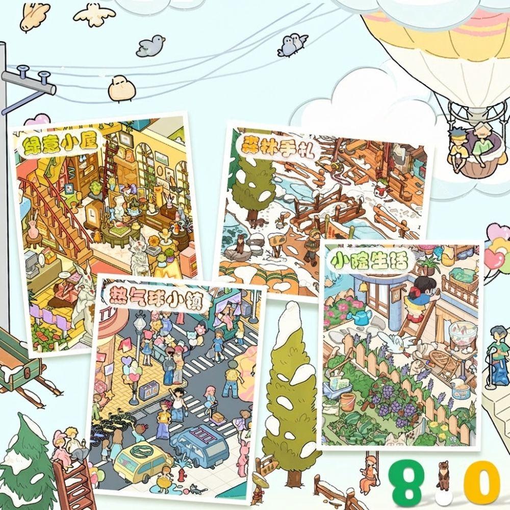 PET Miniature Landscape Sticker DIY Miniature Scene Collage Creative Cabin Scene Sticker