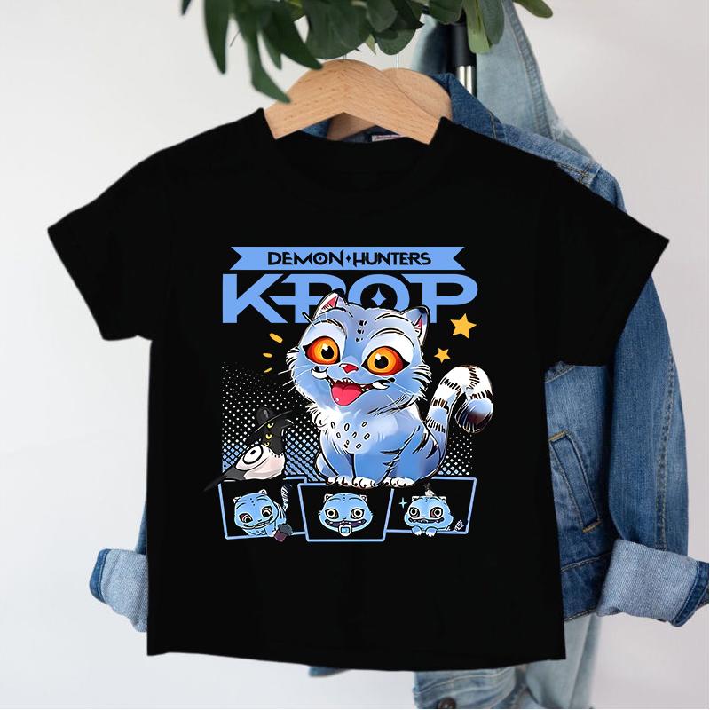 Новая детская футболка KPop Охотники на демонов Мальчики Саджа Мультяшные мальчики Круглый вырез Принт Модный повседневный топ Детская футболка Одежда для детей