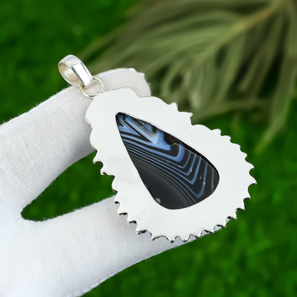 Botswana Agate Stone 925 Sterling Silver Sister Trendy Wedding Pendant Jewelry