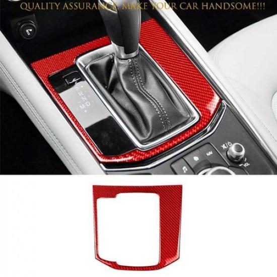 For Mazda CX-5 2017-2024 Red Real Carbon Fiber Center Console Gear Shift Frame