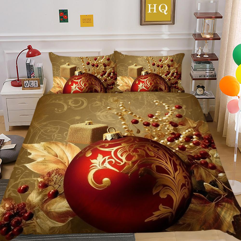 Christmas Tree 3D Printed Polyester Pillowcase Quilt Cover Two Or Three-Piece Set