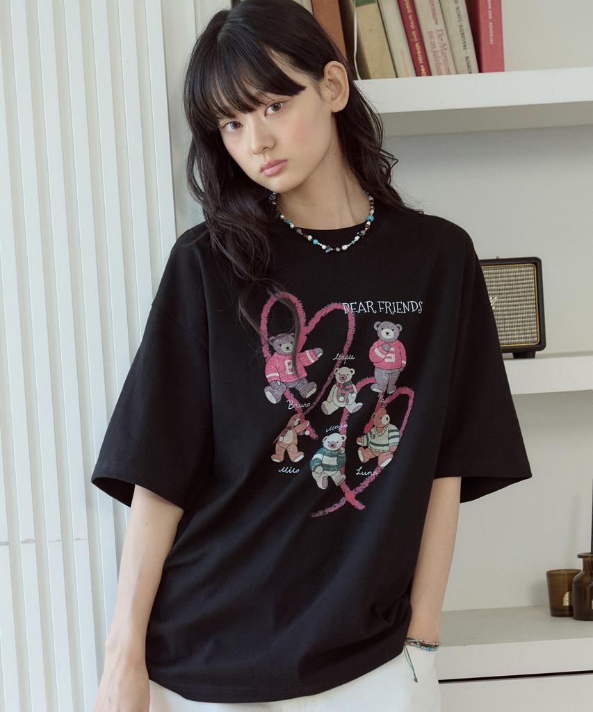 CPGN STUDIO Dtp Bear Friends Short Sleeve T-Shirt Black