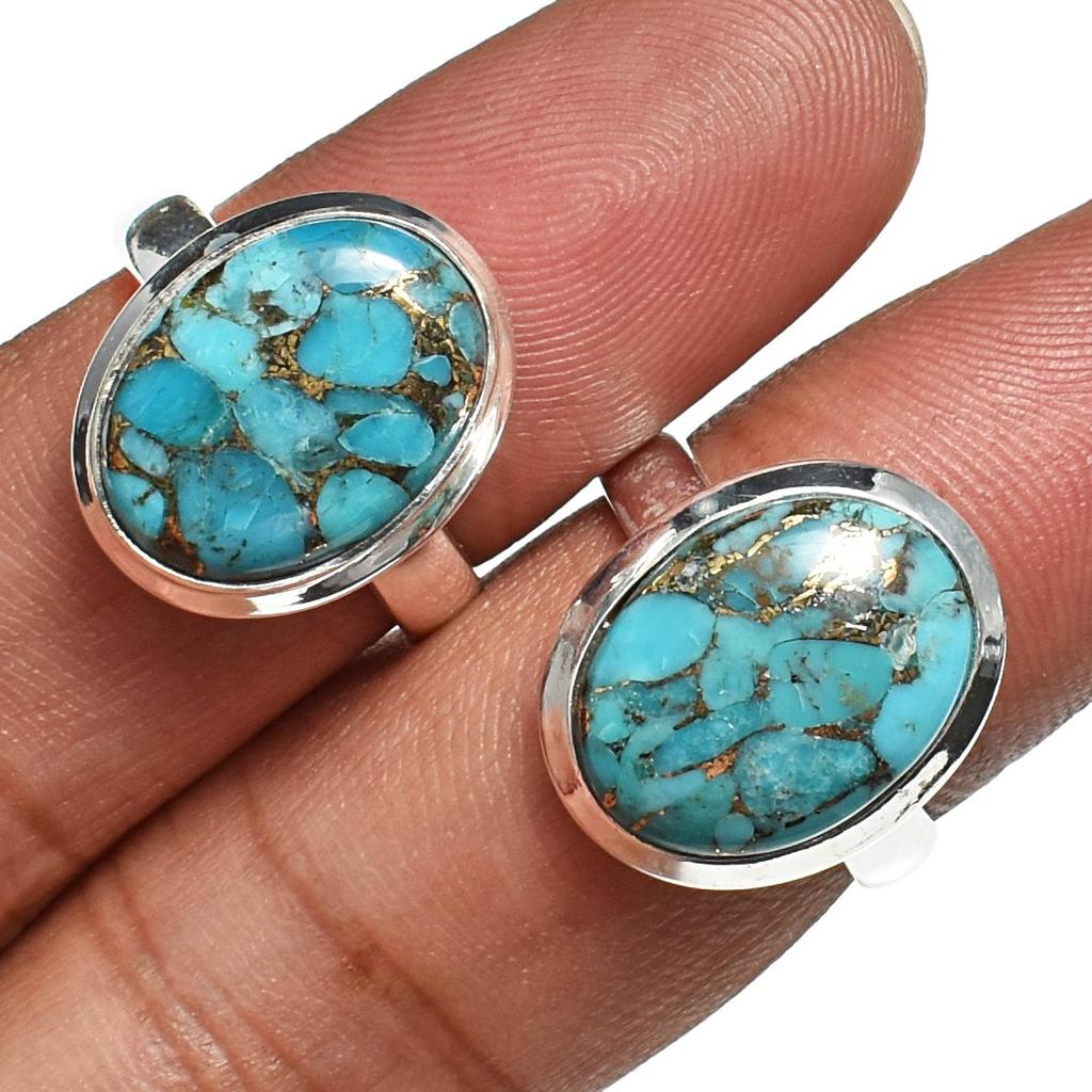 Кольцо из стерлингового серебра 925 пробы с натуральной медью и бирюзой для женщин и девочек