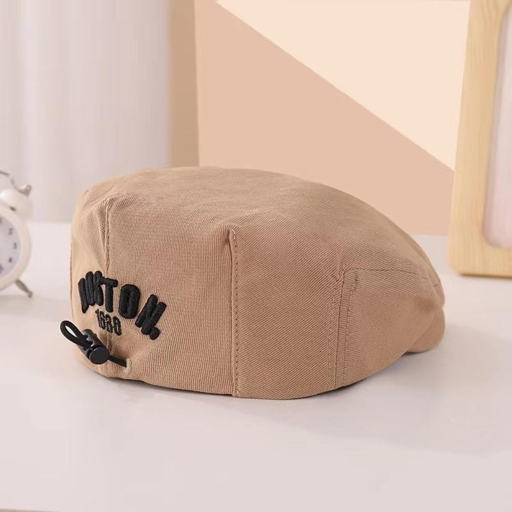 Drawstring Kids Peaked Cap Solid Color Newsboy Cap Retro Baby Beret Hat Spring