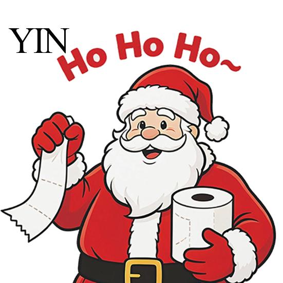 Santa Claus Bathroom Accessories Christmas Toilet Stickers, Funny Delivering Tissues Waterproof Lid Tank Seat Holiday Atmosphere Art Decals,