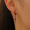 Ins Colored Zircon Earrings And Rings For Women Sweet Cool Mango Star Feather Stud Jewelry