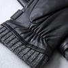 Fleece Genuine Leather Gloves for Men Touch Screen for Warmth In Autumn and Winter and Sheepskin Gloves for Driving and Cycling