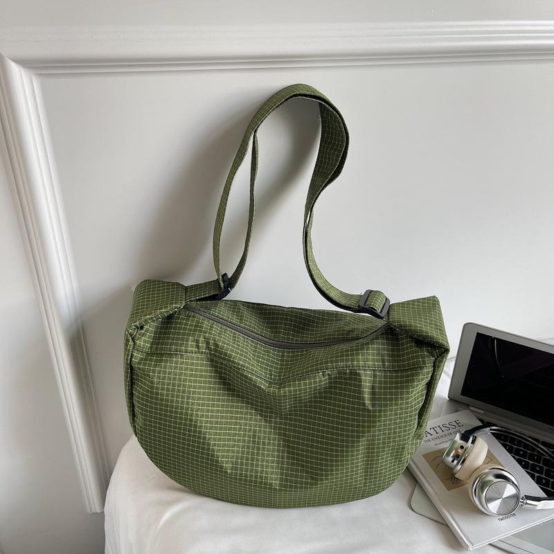 Вместительная клетчатая холщовая сумка женская легкая сумка через плечо кроссбоди сумка-пельмень