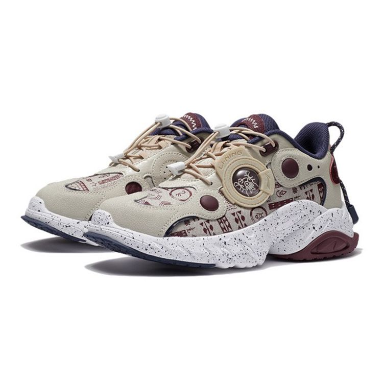 Кроссовки Li Ning Youth Casual Starry Sky с нескользящей подошвой, амортизирующие, износостойкие, с низким верхом, детские кроссовки Deep-Burgundy YKCS006-5