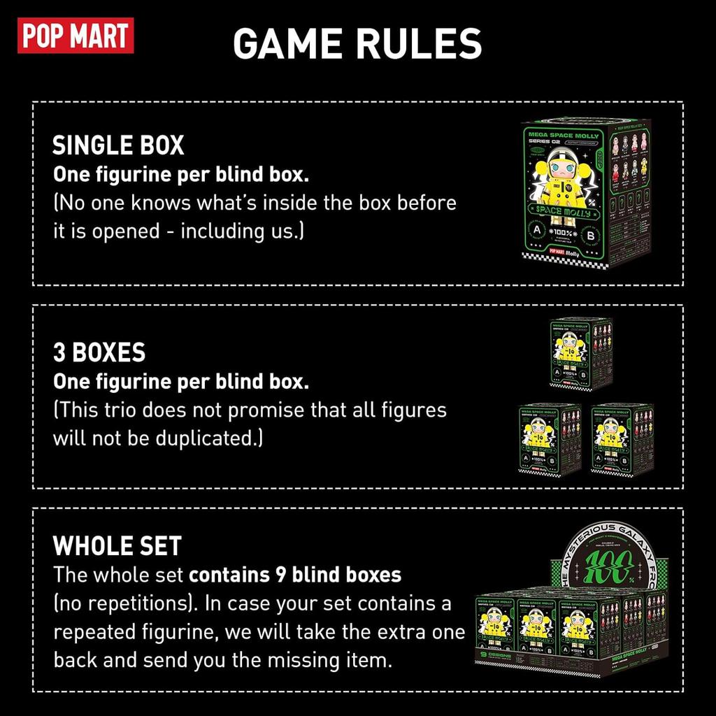 POP MART MEGA Space Molly 100% 2-B Blind Box Figures, Random Design Box for Modern Home Decor, Desk Accessories, 1PC