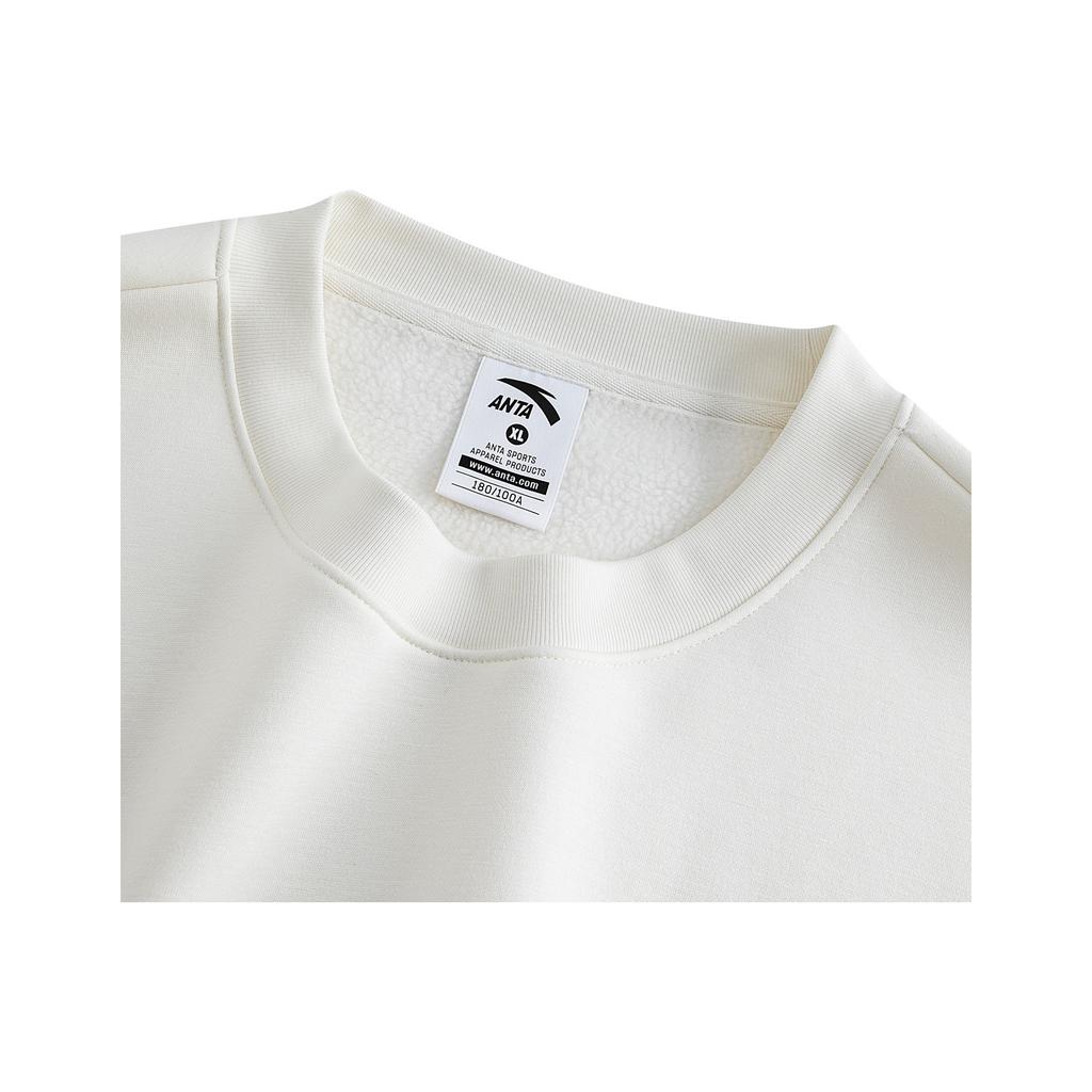 Anta Флис Повседневная Мода Спорт Удобный Свободный Пуловер Пара Толстовка Толстая Теплая Толстовки Унисекс Слоновая кость 972618704N-3