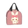Pink cartoon rabbit Lunch Bag Waterproof Insulated Canvas Cooler Bag Thermal Cold Food Picnic Travel Tote for Women Children